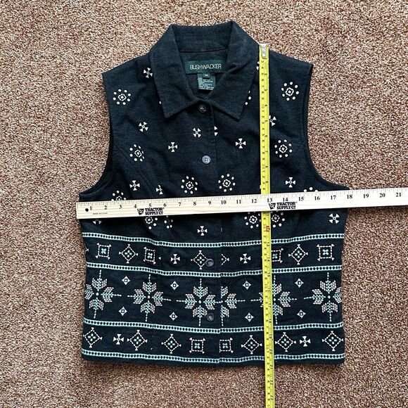 VTG Bushwacker Vest Womens Med Embroidered Christmas Holidays Snowflake - Picture 5 of 5